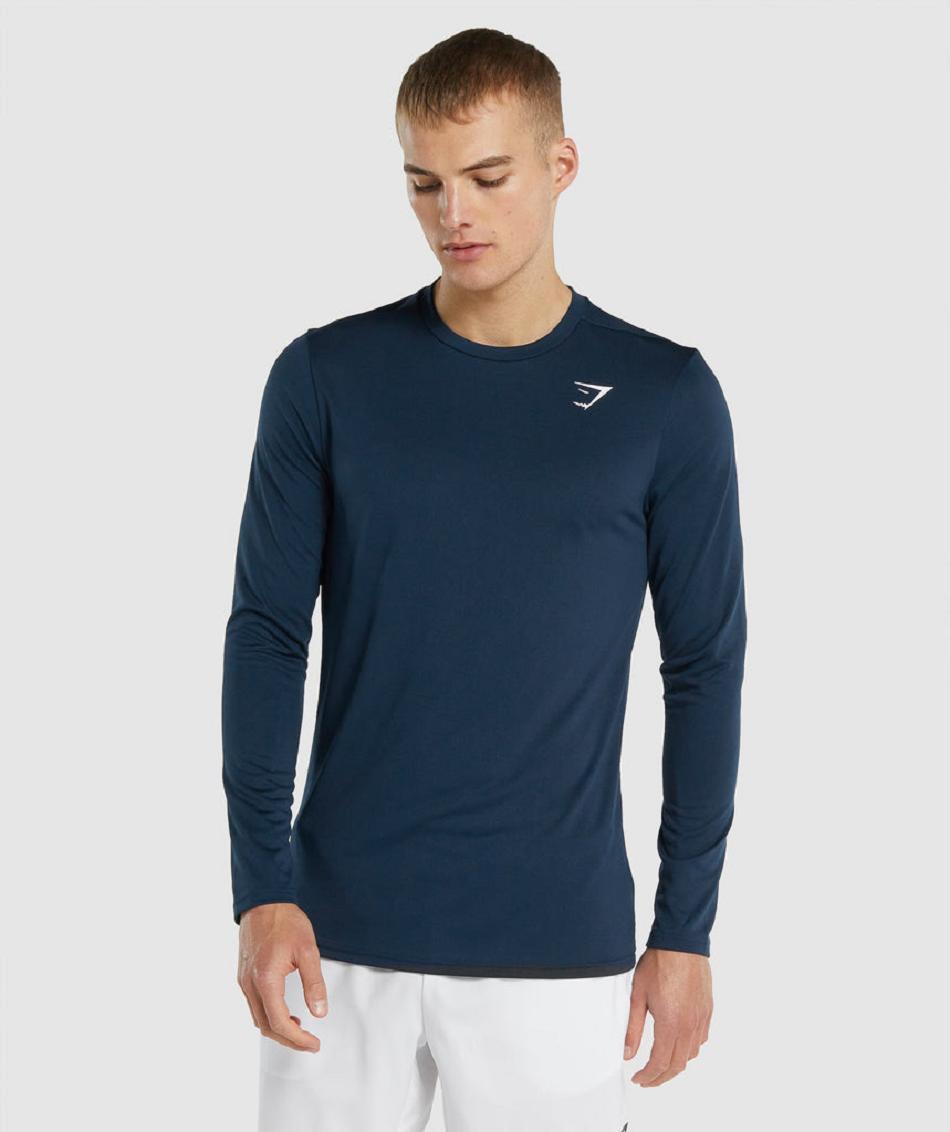 Long Sleeve Gymshark Arrival Hombre Azul Marino | CO 3485GSO